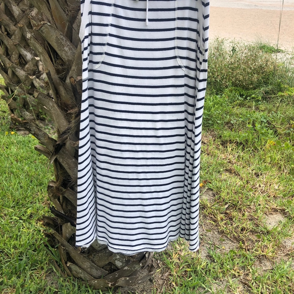 Blue and White Striped  Skirt with Pockets